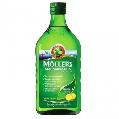 Mollers Cod Liver Oil Natural, Μουρουνέλαιο με Γεύση Λεμόνι, 250ml