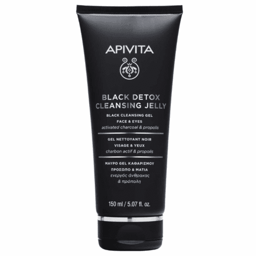 Apivita Black Detox Μαύρο Gel Καθαρισμού Για Πρόσωπο & Μάτια Με Ενεργό Άνθρακα & Πρόπολη 150ml