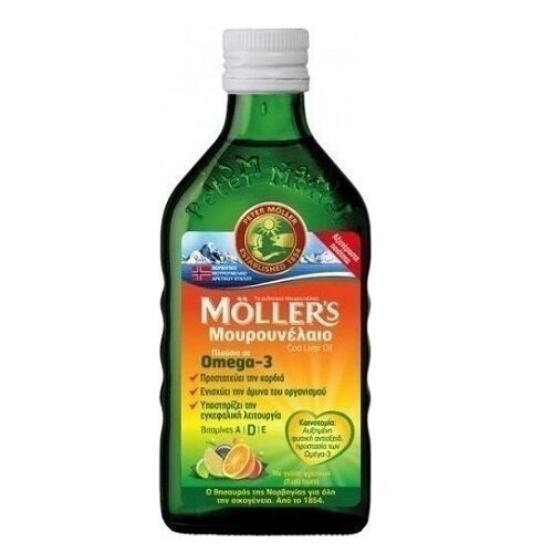 Moller's Cod Liver Oil Tutti frutti Μουρουνέλαιο με γεύση φρούτων, 250ml