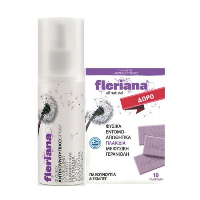 Power Health Fleriana Spray 100ml & Δώρο Εντομοαπωθητικά Πλακίδια με Έλαιο Γερανιόλης 10πλακίδια