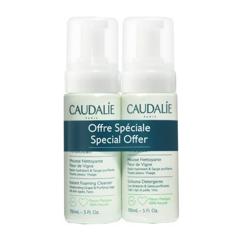 Caudalie Vinoclean Instant Foaming Cleanser Απαλός Αφρός Καθαρισμού Προσώπου 2x150ml